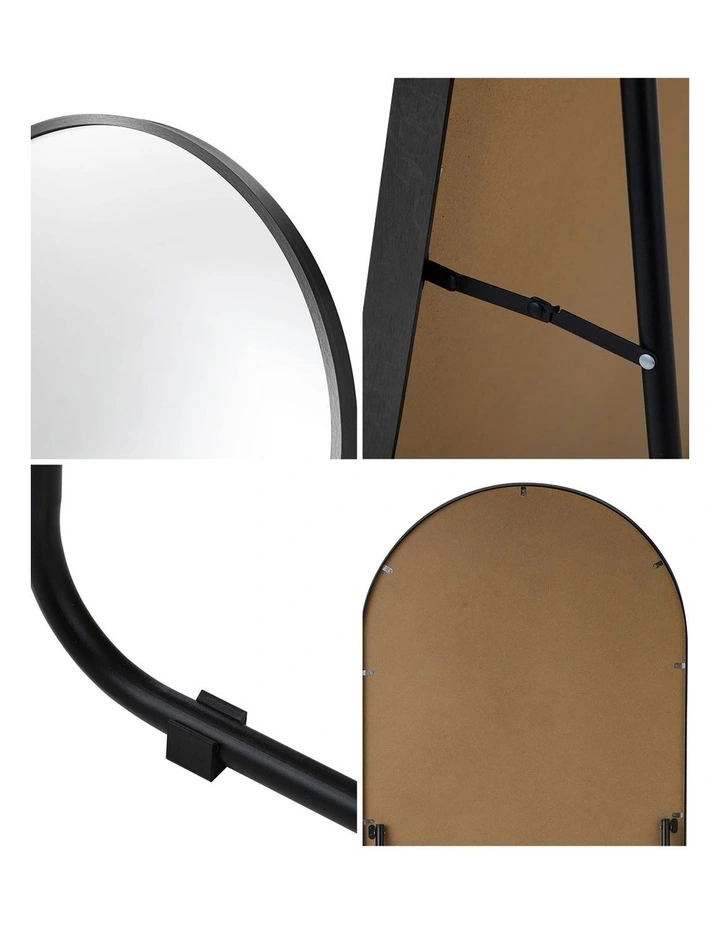Oikiture Full Length Mirror Arched Dressing Floor Mirrors Free Standing Black image 7