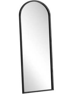 Oikiture Wooden Full Length Mirror 180x70cm Arched Dressing Floor Mirrors Black