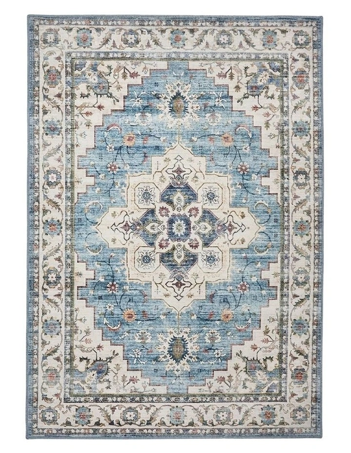 Oikiture Distressed Blue Persian Rug 160X230cm image 1