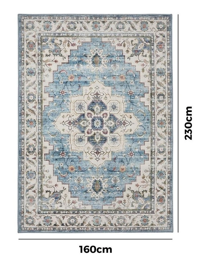 Oikiture Distressed Blue Persian Rug 160X230cm image 3