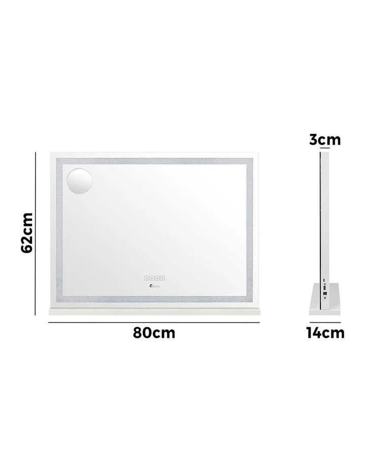 Oikiture Bluetooth Hollywood LED Makeup Mirror 80x62cm Crystal Vanity Mirrors image 3