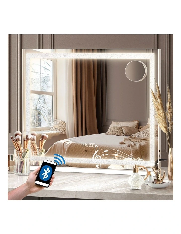 Oikiture Bluetooth Hollywood LED Makeup Mirror 80x62cm Crystal Vanity Mirrors image 4