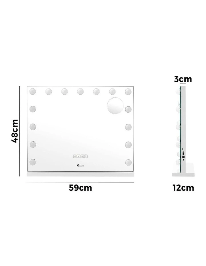 Oikiture Hollywood Makeup Mirror Bluetooth LED Light 59x48cm Vanity Mirrors image 3