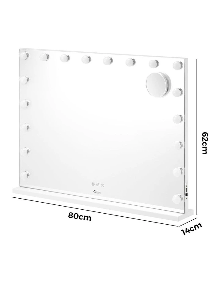 Oikiture Hollywood Makeup Mirror Magnifying LED 18 Bulbs 80x62cm Wall Mirrors image 3