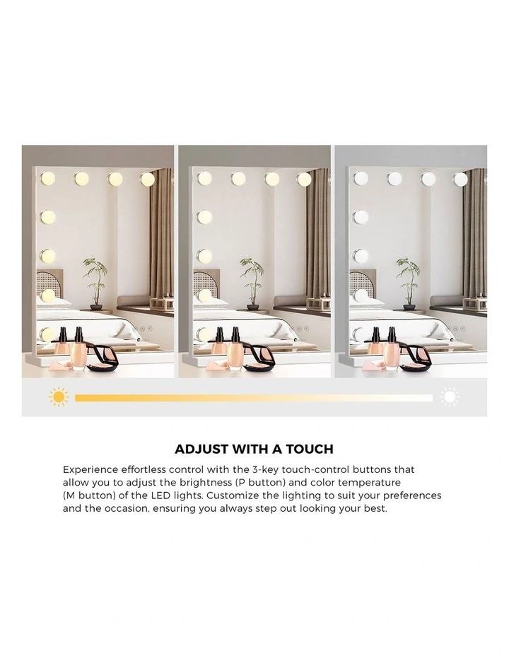 Oikiture Hollywood Makeup Mirror Magnifying LED Light 15 Bulbs Wall Mirrors image 5
