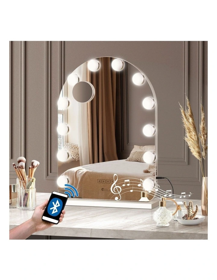 Oikiture LED Arched Makeup Mirror Bluetooth Hollywood 61x43cm Vanity Wall Mirrors image 4