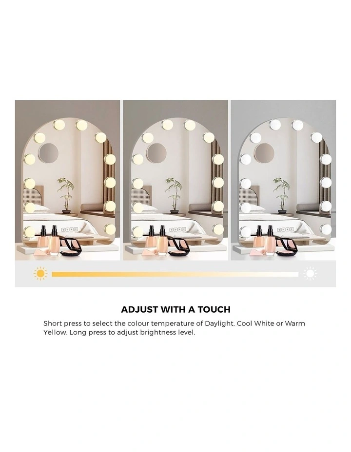 Oikiture LED Arched Makeup Mirror Bluetooth Hollywood 61x43cm Vanity Wall Mirrors image 5