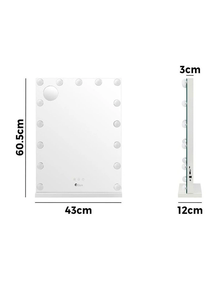 Oikiture LED Makeup Mirror Bluetooth Hollywood 61x43cm Vanity Wall Mirrors image 3