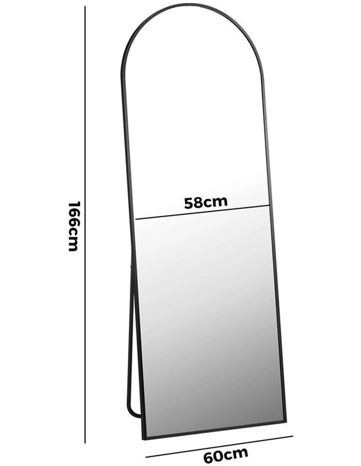 Oikiture Full Length Mirror Arched Dressing Floor Mirrors Free Standing Black image 3