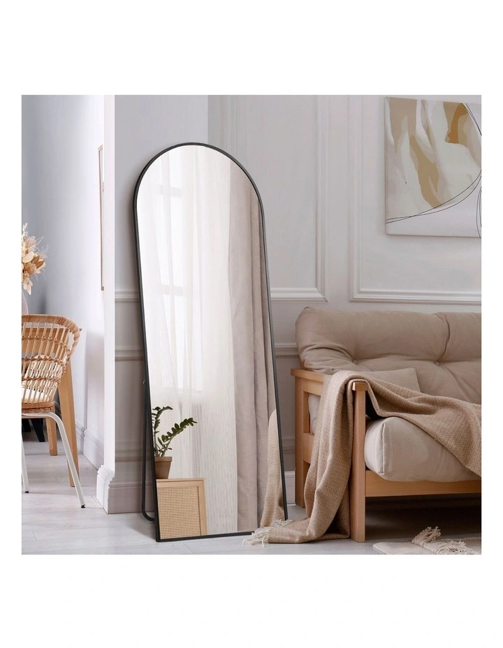 Oikiture Full Length Mirror Arched Dressing Floor Mirrors Free Standing Black image 4