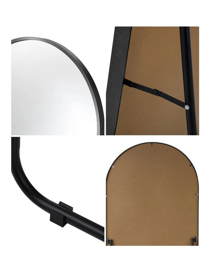 Oikiture Full Length Mirror Arched Dressing Floor Mirrors Free Standing Black image 7