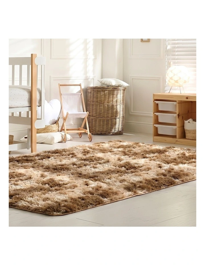 Oikiture Taupe Gradient Fluffy Shaggy Rug Plush 200x290cm Floor Carpet image 5