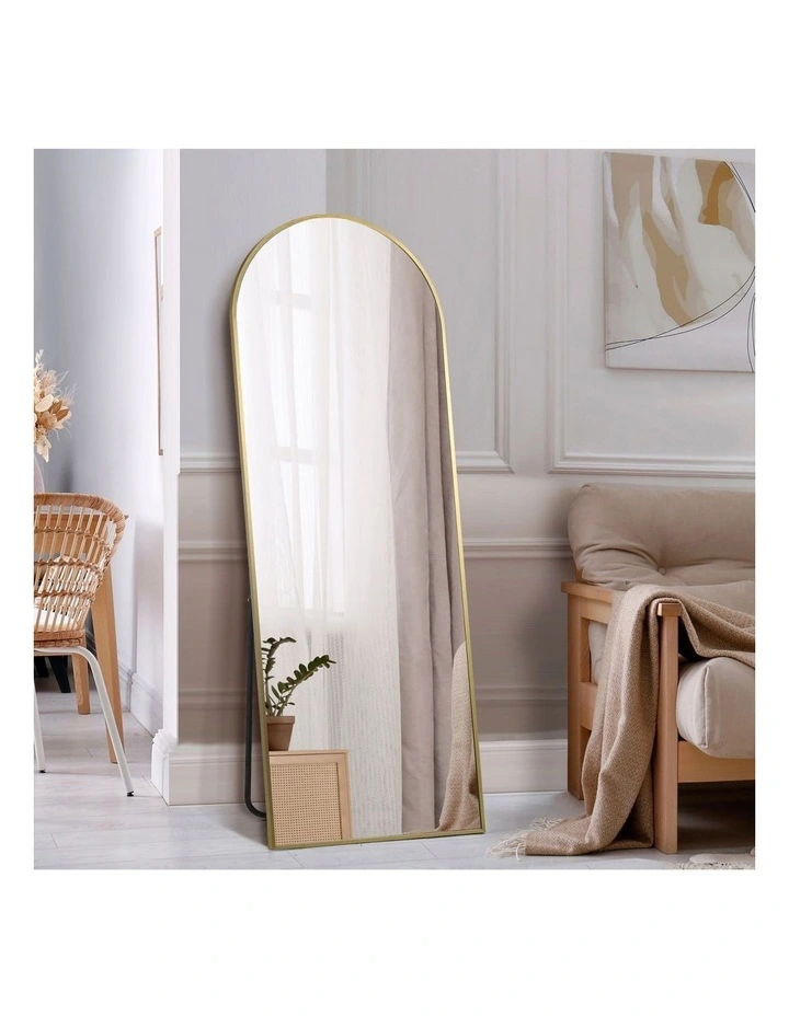 Oikiture 180x70cm Full Length Mirror Dressing Floor Mirrors Free Standing Gold image 4
