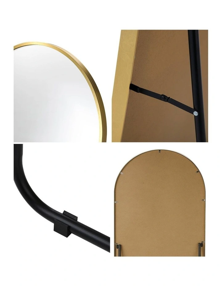 Oikiture 180x70cm Full Length Mirror Dressing Floor Mirrors Free Standing Gold image 7