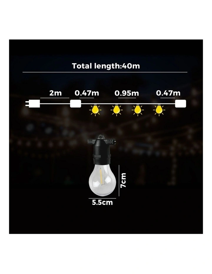 Mazam 40M Festoon String Lights LED Christmas Waterproof Wedding Party Outdoor image 3