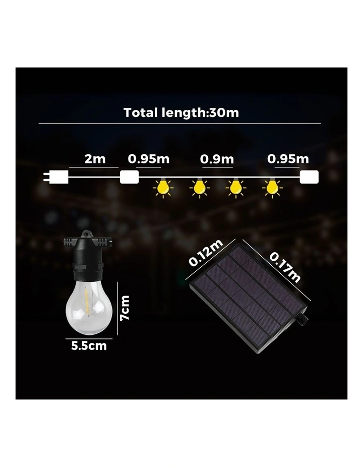 Mazam 30M Solar Festoon String Lights LED Christmas Waterproof Outdoor Party image 3