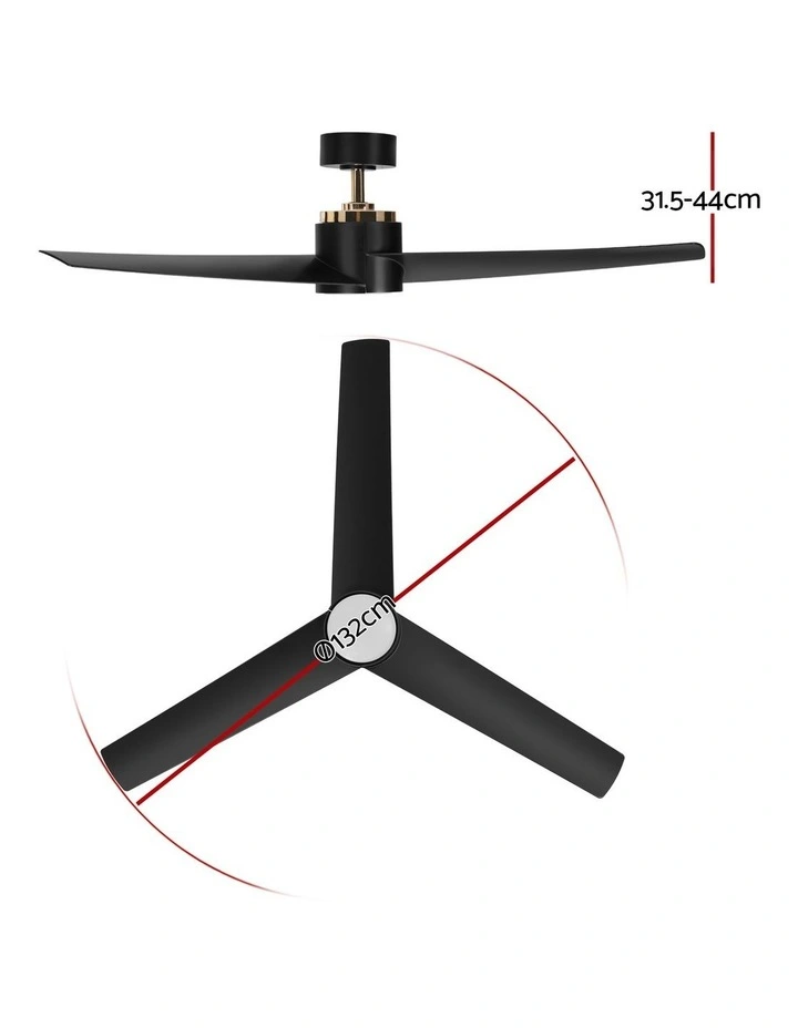 Devanti 52'' Ceiling Fan DC Motor w/Light w/Remote - Black image 4