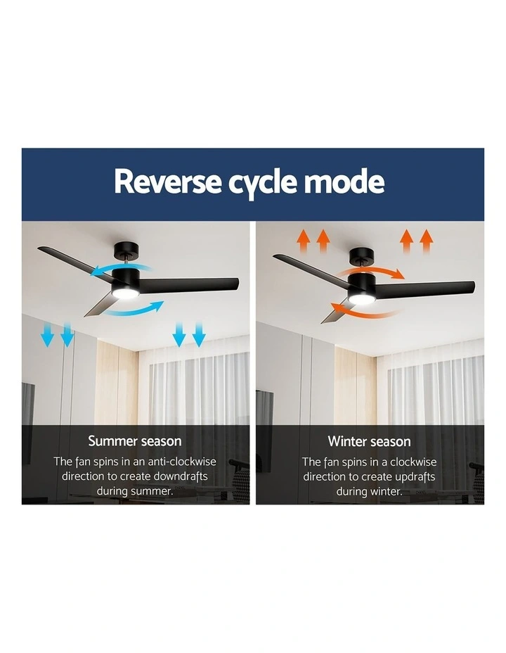 Devanti 52'' Ceiling Fan DC Motor w/Light w/Remote - Black image 7