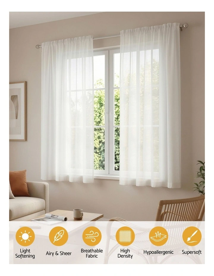 Artiss Blockout Curtains 2X 132x160cm Light Filtering Window Drapes Rod Pocket image 5