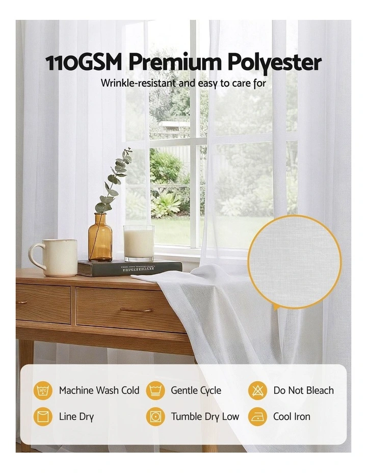 Artiss Blockout Curtains 2X 132x160cm Light Filtering Window Drapes Rod Pocket image 7