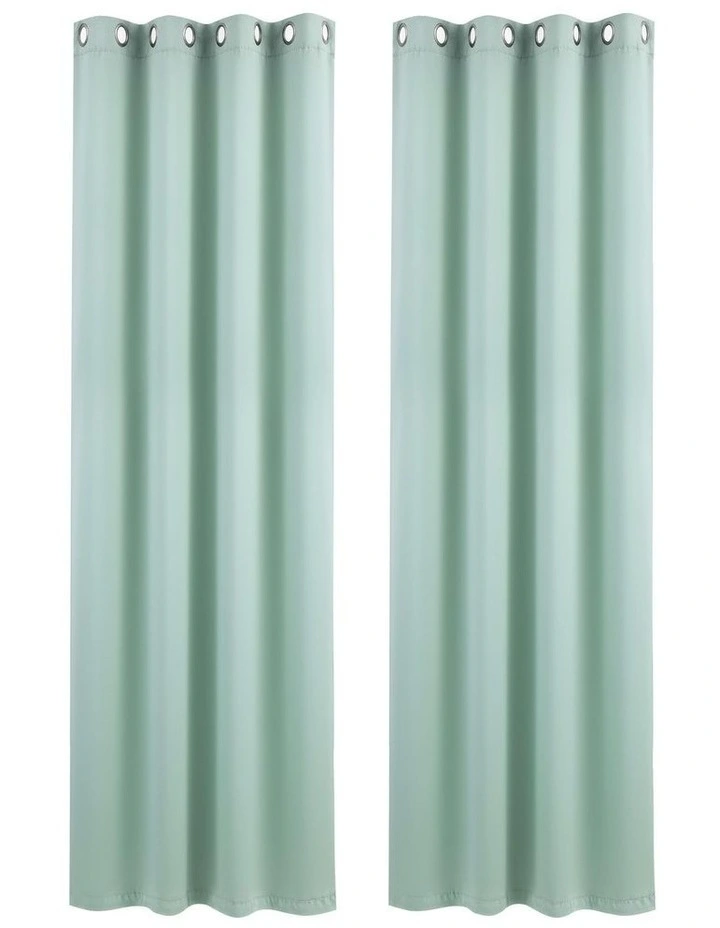 Artiss Blockout Curtains 2X 132x213cm Thermal Insulated Eyelet Drapes Green image 1
