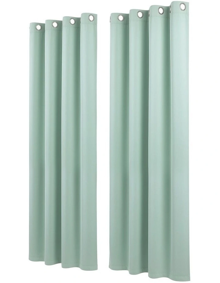 Artiss Blockout Curtains 2X 132x213cm Thermal Insulated Eyelet Drapes Green image 2
