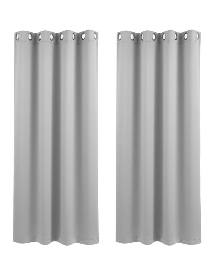 Artiss Blockout Curtains 2X 132x160cm Thermal Insulated Eyelet Drapes Grey image 1
