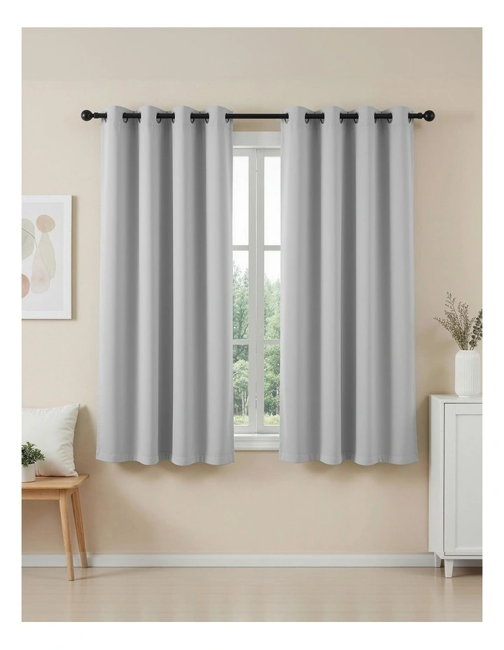 Artiss Blockout Curtains 2X 132x160cm Thermal Insulated Eyelet Drapes Grey image 3