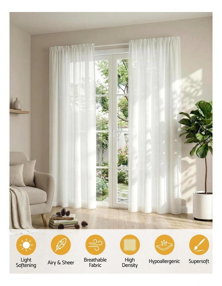 Artiss Blockout Curtains 2X 132x213cm Light Filtering Window Drapes Rod Pocket image 5