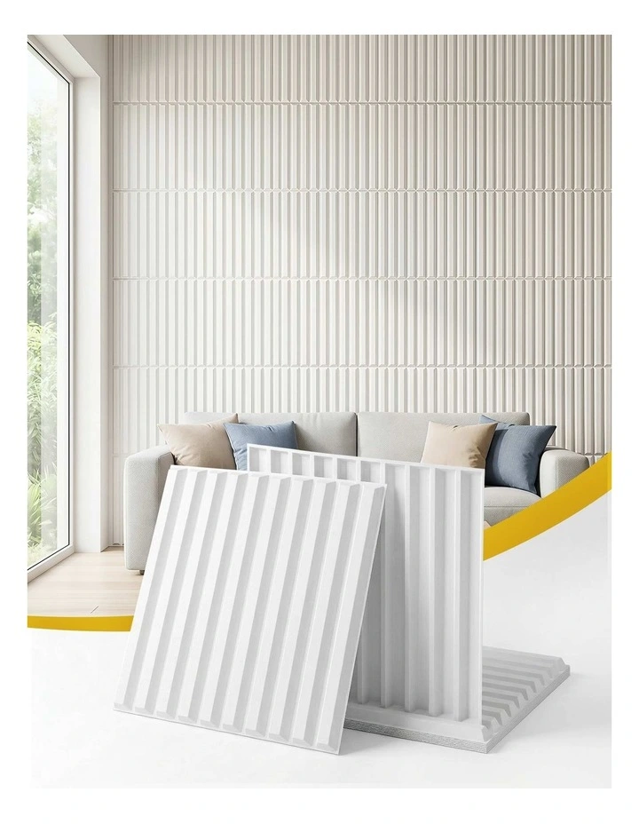 Artiss 3D Wall Panels Vertical PVC Decorative Panels 50x50cm Set of 15 Feature Wall Vert image 2