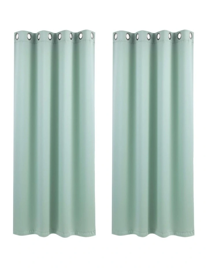 Artiss Blockout Curtains 2X 132x160cm Thermal Insulated Eyelet Drapes Green image 1