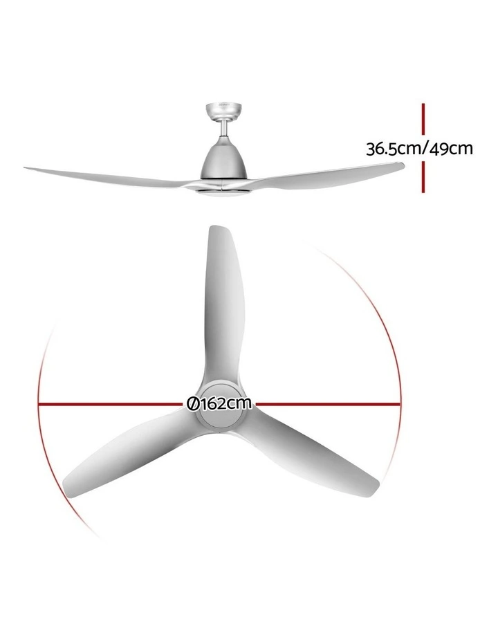 Devanti 64 Inch Ceiling Fan DC Motor w/Light w/Remote - Silver image 4