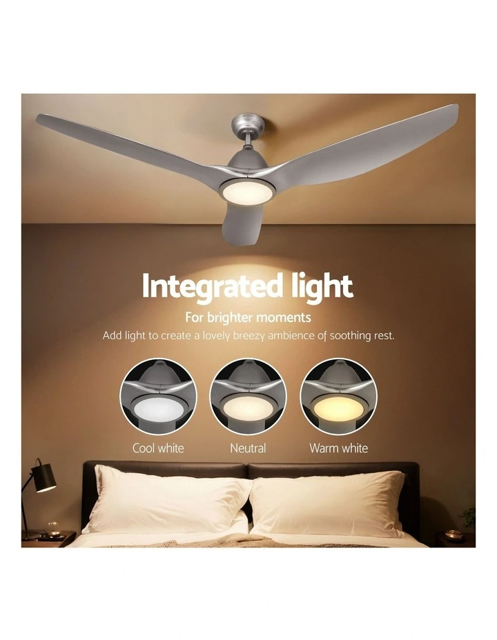 Devanti 64 Inch Ceiling Fan DC Motor w/Light w/Remote - Silver image 6