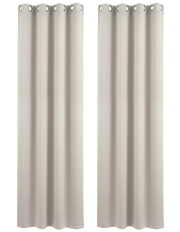 Artiss Blockout Curtains 2X 132x213cm Thermal Insulated Eyelet Drapes Beige image 1