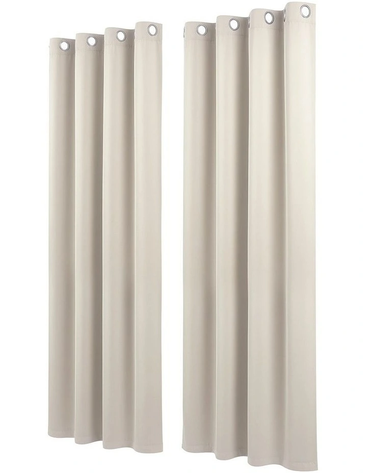 Artiss Blockout Curtains 2X 132x213cm Thermal Insulated Eyelet Drapes Beige image 2