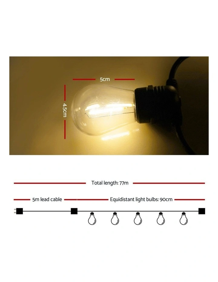 77m LED Festoon String Lights Christmas Decorations Wedding Party Outdoor Garden image 4