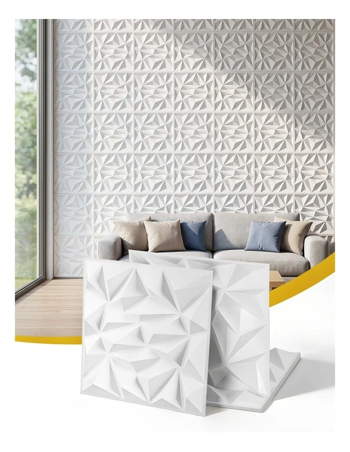Artiss 3D Wall Panels Diamond PVC Decorative Panels 50x50cm Set of 15 Feature Wall image 3