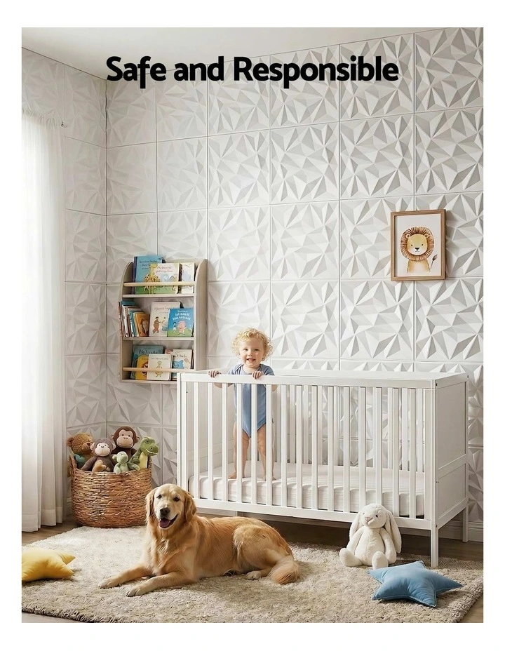 Artiss 3D Wall Panels Diamond PVC Decorative Panels 50x50cm Set of 15 Feature Wall image 6