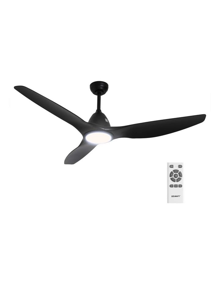 Devanti 64 Inch Ceiling Fan DC Motor w/Light w/Remote - Black image 1