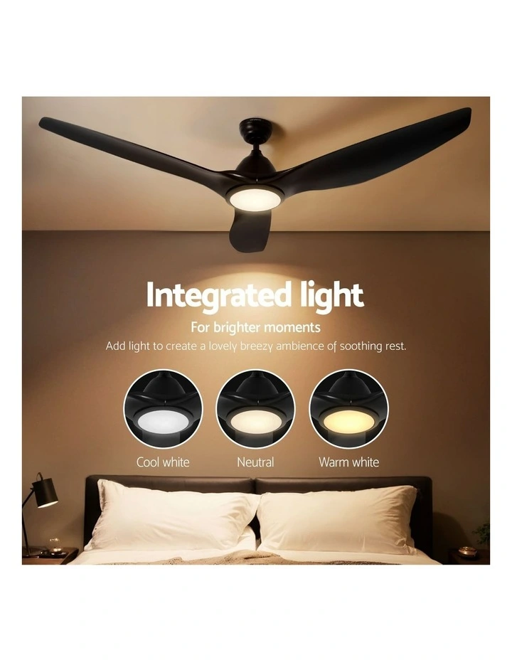 Devanti 64 Inch Ceiling Fan DC Motor w/Light w/Remote - Black image 6