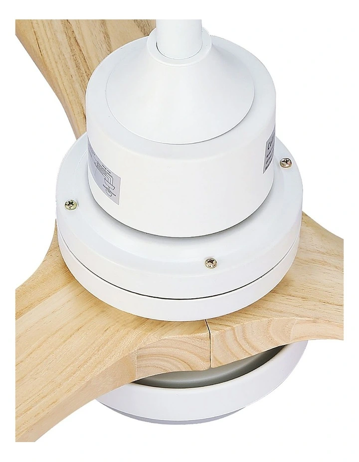 Devanti 52'' Ceiling Fan DC Motor LED Light Remote - Light Wood image 5