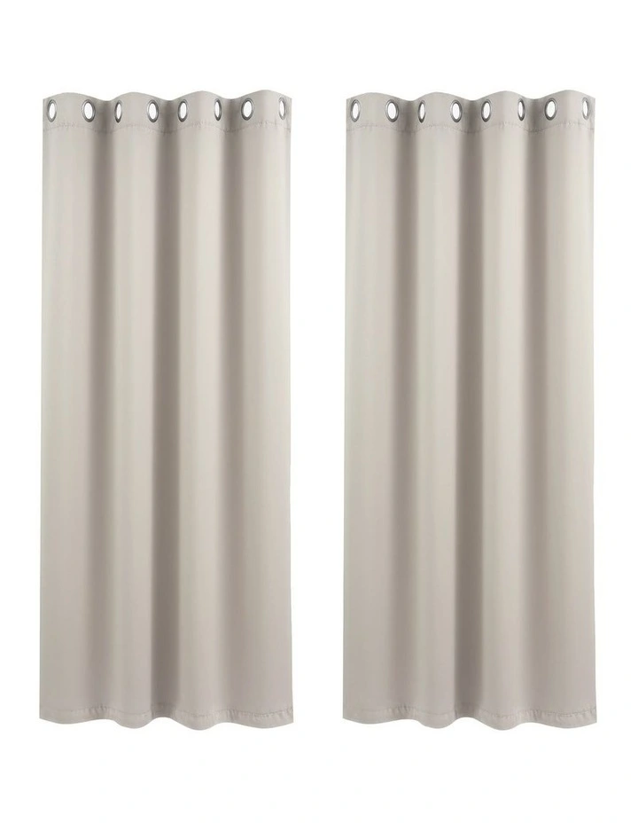 Artiss Blockout Curtains 2X 132x160cm Thermal Insulated Eyelet Drapes Beige image 1