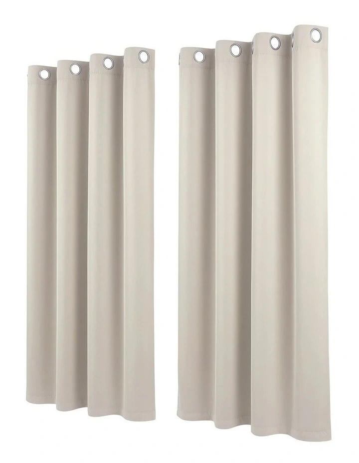 Artiss Blockout Curtains 2X 132x160cm Thermal Insulated Eyelet Drapes Beige image 2
