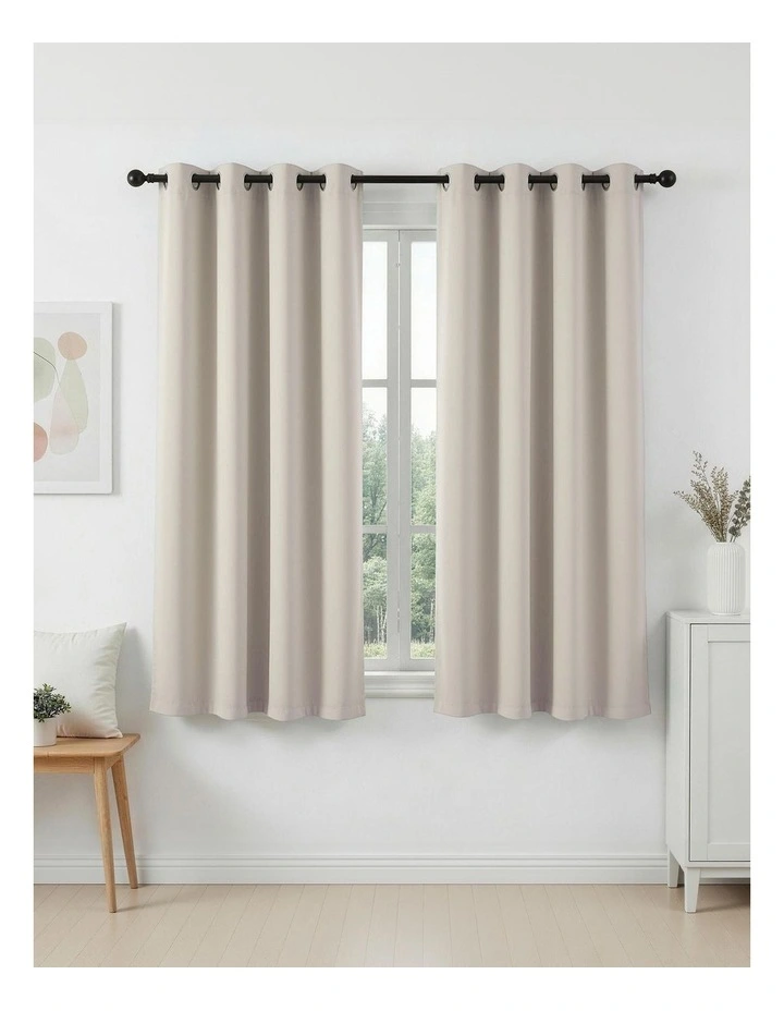 Artiss Blockout Curtains 2X 132x160cm Thermal Insulated Eyelet Drapes Beige image 3