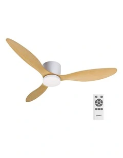Devanti 52'' Ceiling Fan DC Motor w/Light w/Remote - Light Wood