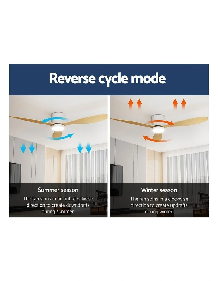 Devanti 52'' Ceiling Fan DC Motor w/Light w/Remote - Light Wood image 7