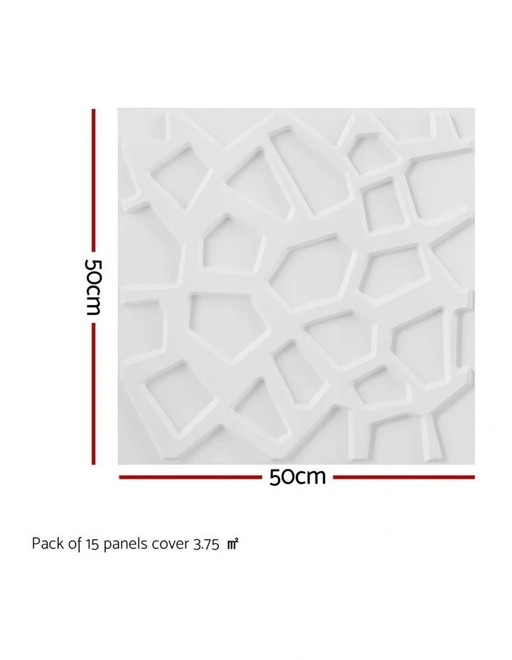 Artiss 3D Wall Panels PVC Decorative Panels 50x50cm Set of 15 Feature Wall Poly image 3