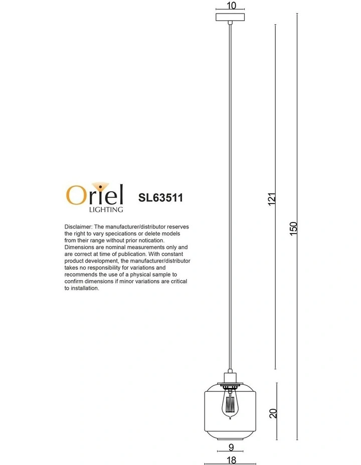 Marconi Single Pendant Light Clear Glass 18cm image 4