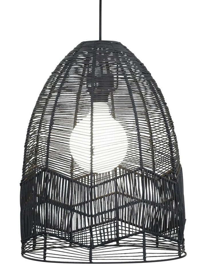 Serang Cane Pendant Light Shade Only Black 35cm image 1