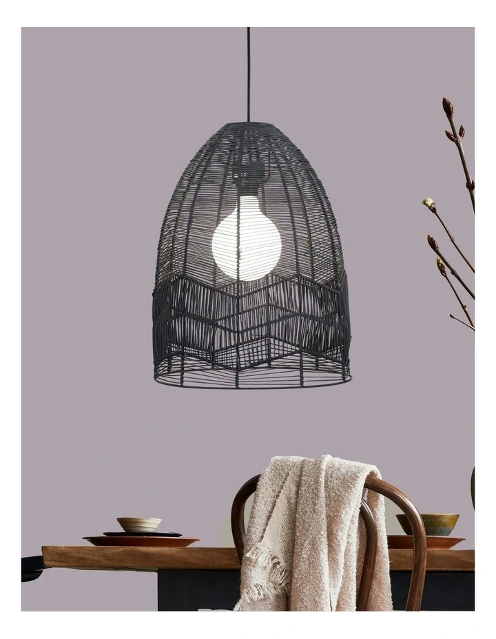Serang Cane Pendant Light Shade Only Black 35cm image 3
